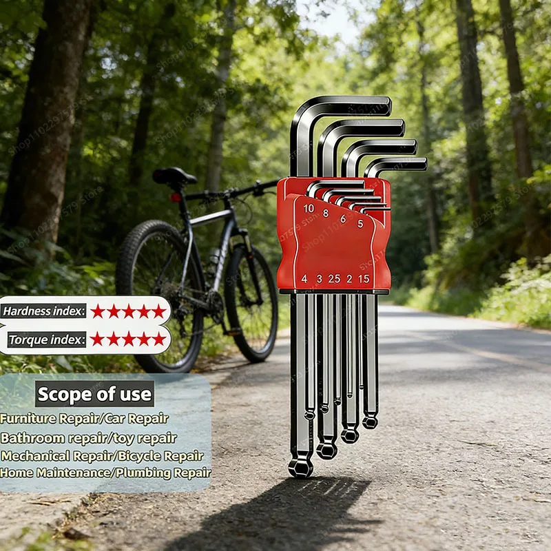 

Набор шестигранных ключей, высокая твердость, противоскользящие, с двойной головкой, подходят для разборки мебели и ремонта велосипедов.