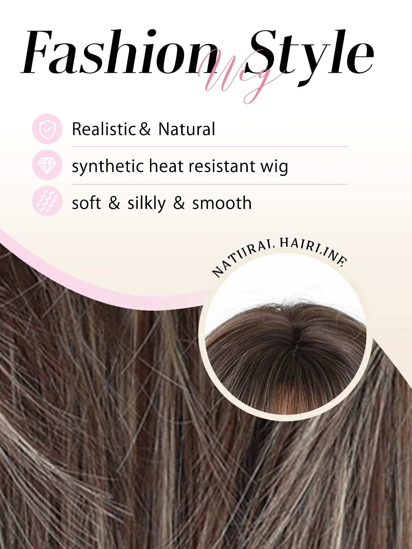 Blonde to Brown Ombre Long Straight Wig for Women with Soft Bangs Synthetic Heat Resistant Fiber Natural Look for Daily Cosplay
