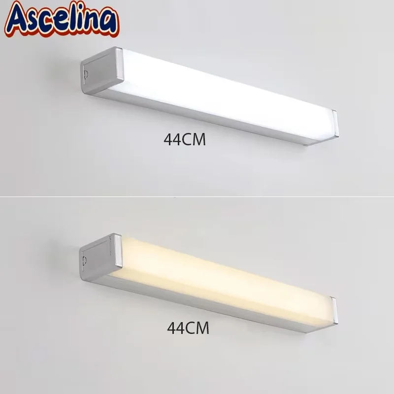 Modern LED Mirror Front Lights Minimalist Silver Aluminium Wall Lamps For Bathroom Vanity Cloakroom Bar Indoor Decorate Lighting