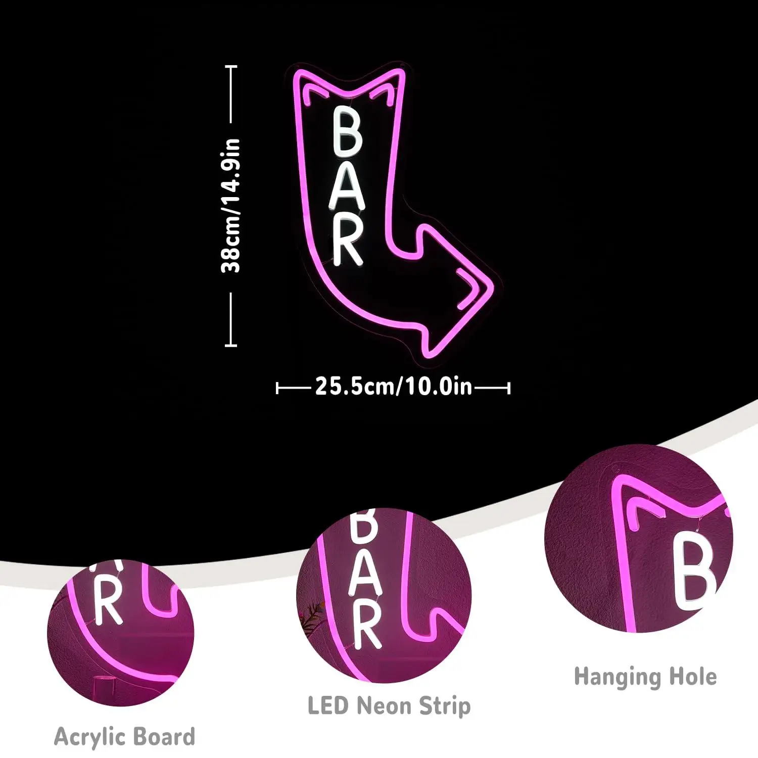 Bar Arrow Neon Sign Dimmable USB Powered Neon Light For Bar Man Cave Basement Garage Party Wall Art Decor Signboard Light