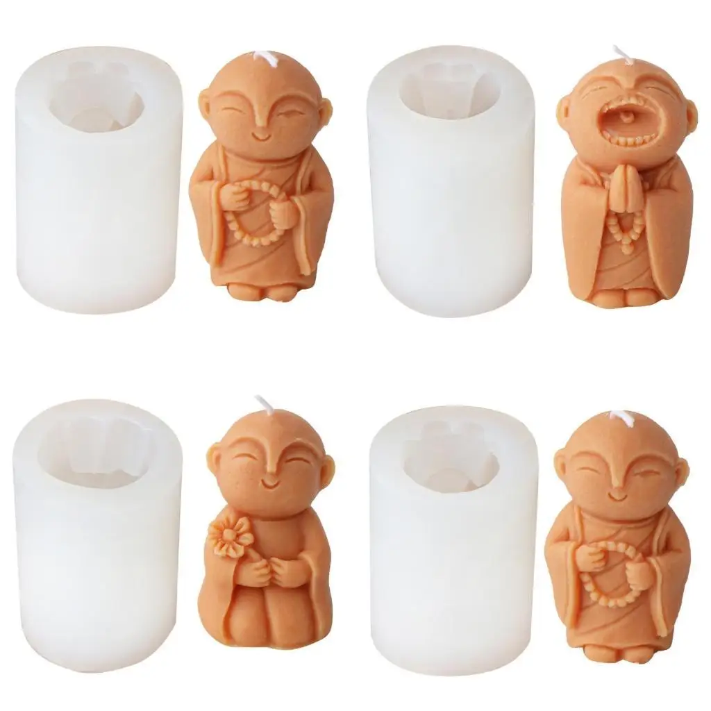 

652F Monk Silicone Molds Making Moulds Silicone Craft Moulds Monk Ornament Moulds Silicone Texture for Candle