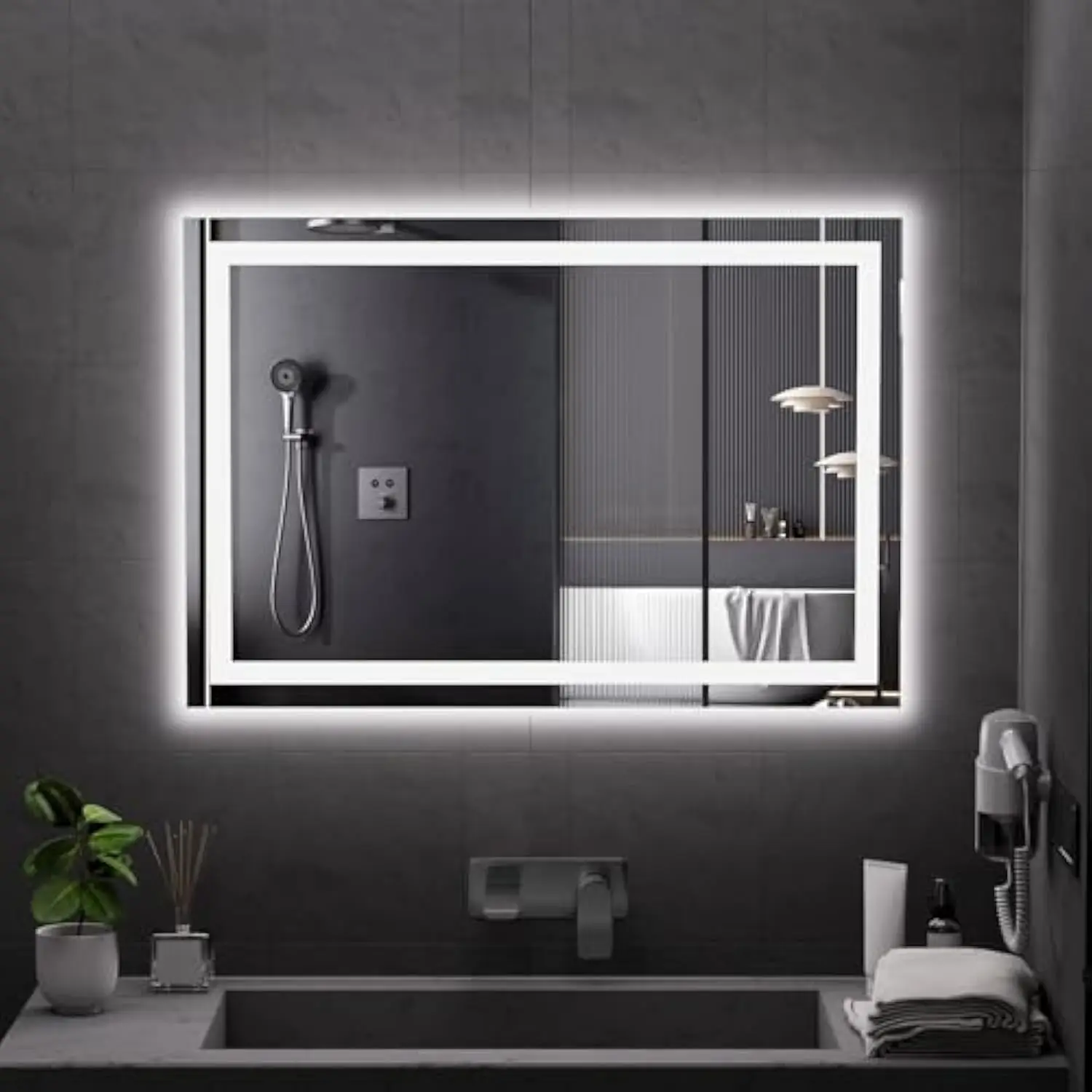 

38X26 Светодиодное зеркало для ванной комнаты, подсветка + передняя подсветка, светодиодное зеркало для ванной комнаты с подсветкой для стены, 3 цвета, противотуманное, яркое с регулируемой яркостью