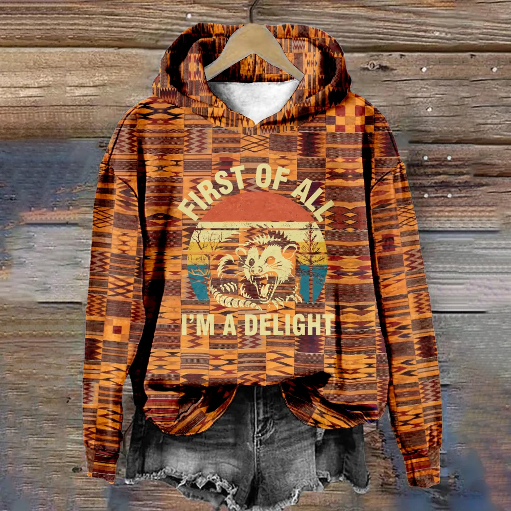 

I'm a delight Hoodie for Women Cool Patchwork Harajuku Vintage Tracksuit Casual Streetwear