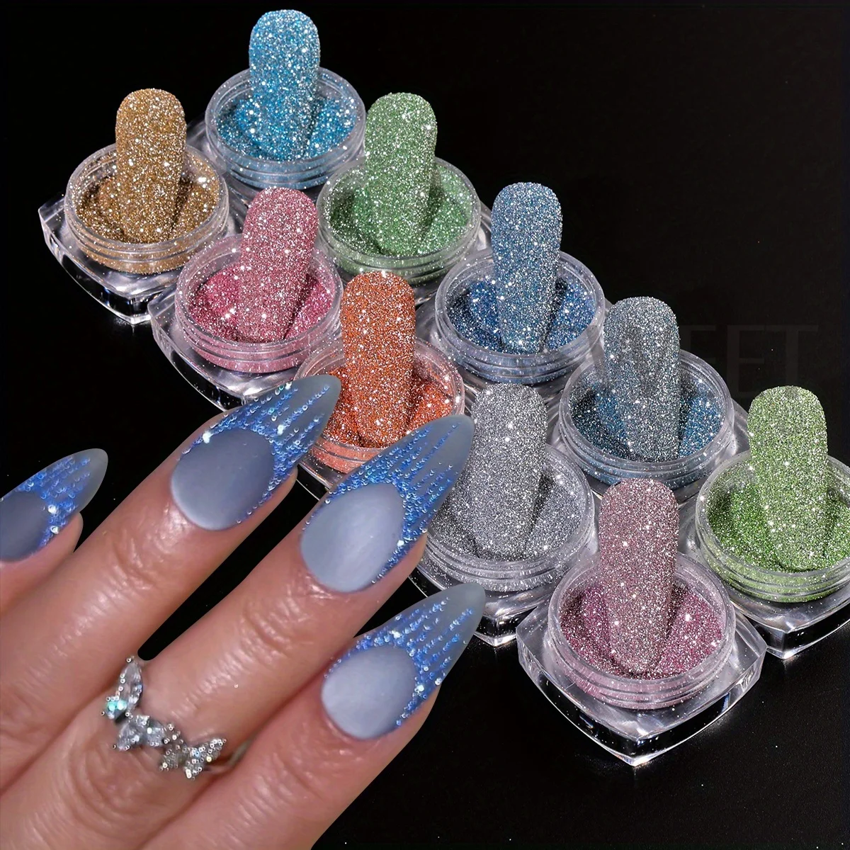 10 قطع قوس قزح عاكس مسحوق مسمار بريق السوبر مشرق الفضة براقة الصيف اللون المجسم الصباغ سباركلي مانيكير ديكور