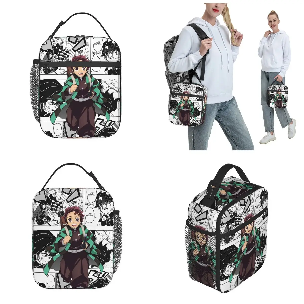 Demon Slayer Tanjiro Kamado Anime Geïsoleerde Lunchtas Lekvrije Lunchtas Koeltas Draagtas Lunchbox Strandpicknick Meisje Jongen