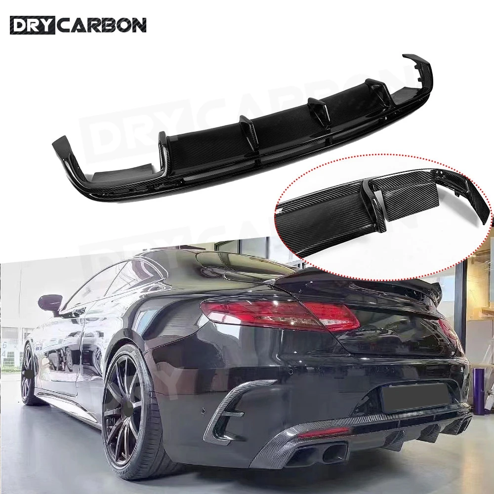 Trockener Kohlefaser-Heckdiffusor-Spoiler für Mercedes-Benz S-Klasse W217 C217 S63 S65 Coupé 2014-2019 Auto-Styling Karosserie-Kits Zubehör