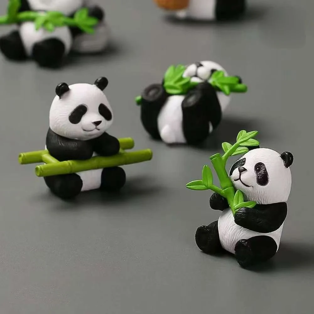 Figuras de Panda de escritorio de resina, simulación de Panda de bambú, modelo Animal, accesorios creativos, decoración del hogar, regalo de vacaciones, 8 Uds.
