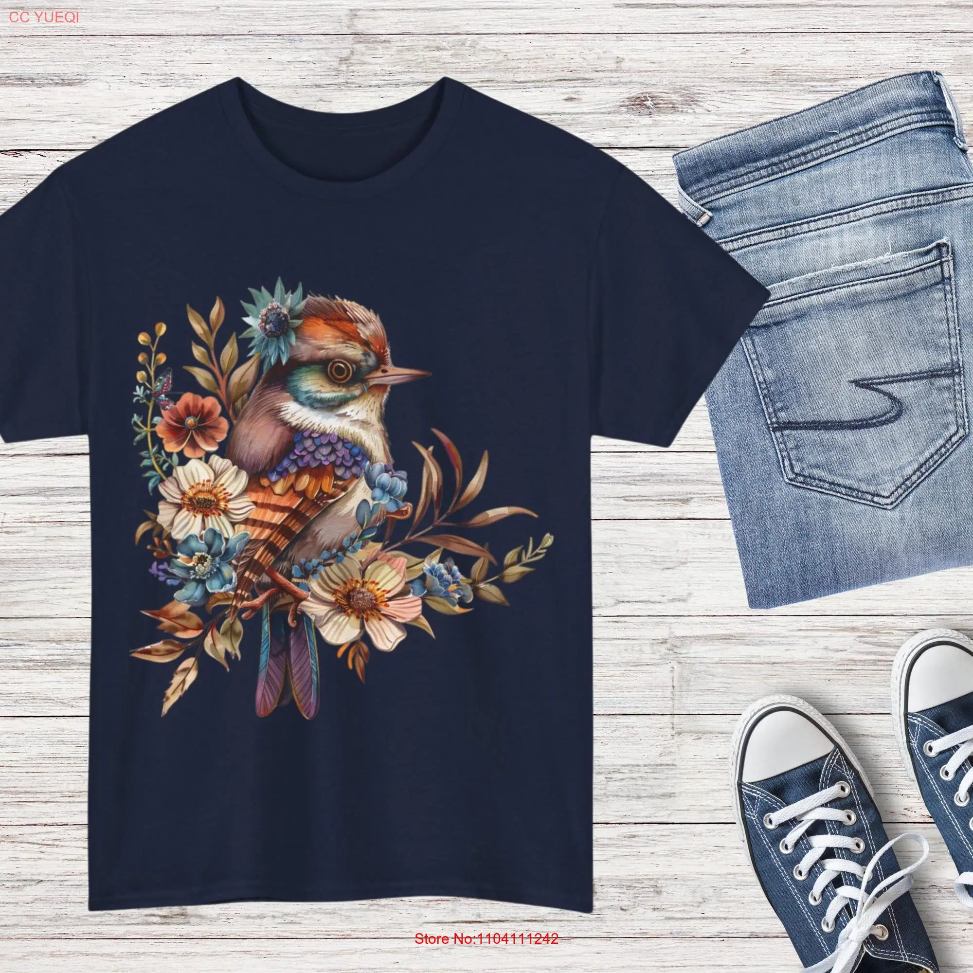 Fairy Wren t shirt Animal floral boho gifts for lovers style long or short sleeves