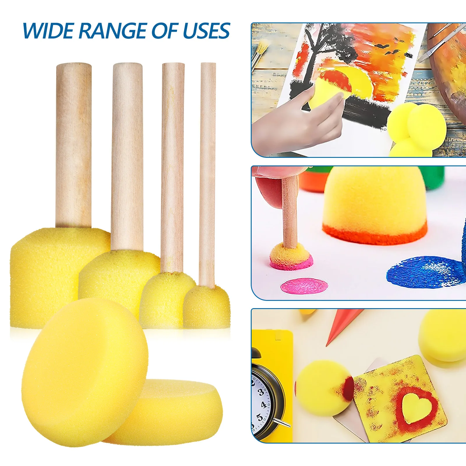 

10pcs Sponge Mushroom Brush 1.5 4cm Round Paintbrush Sponges for Pottery Painting Crafts Home Decor Tools Yellow Small
