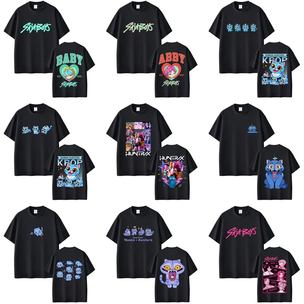 

Hot Sale New Movie KPop Demon Hunters Saja Boys Derpy Tiger Rumi Mira Zoey Graphic T-shirt Men Women Casual Pure Cotton T Shirts