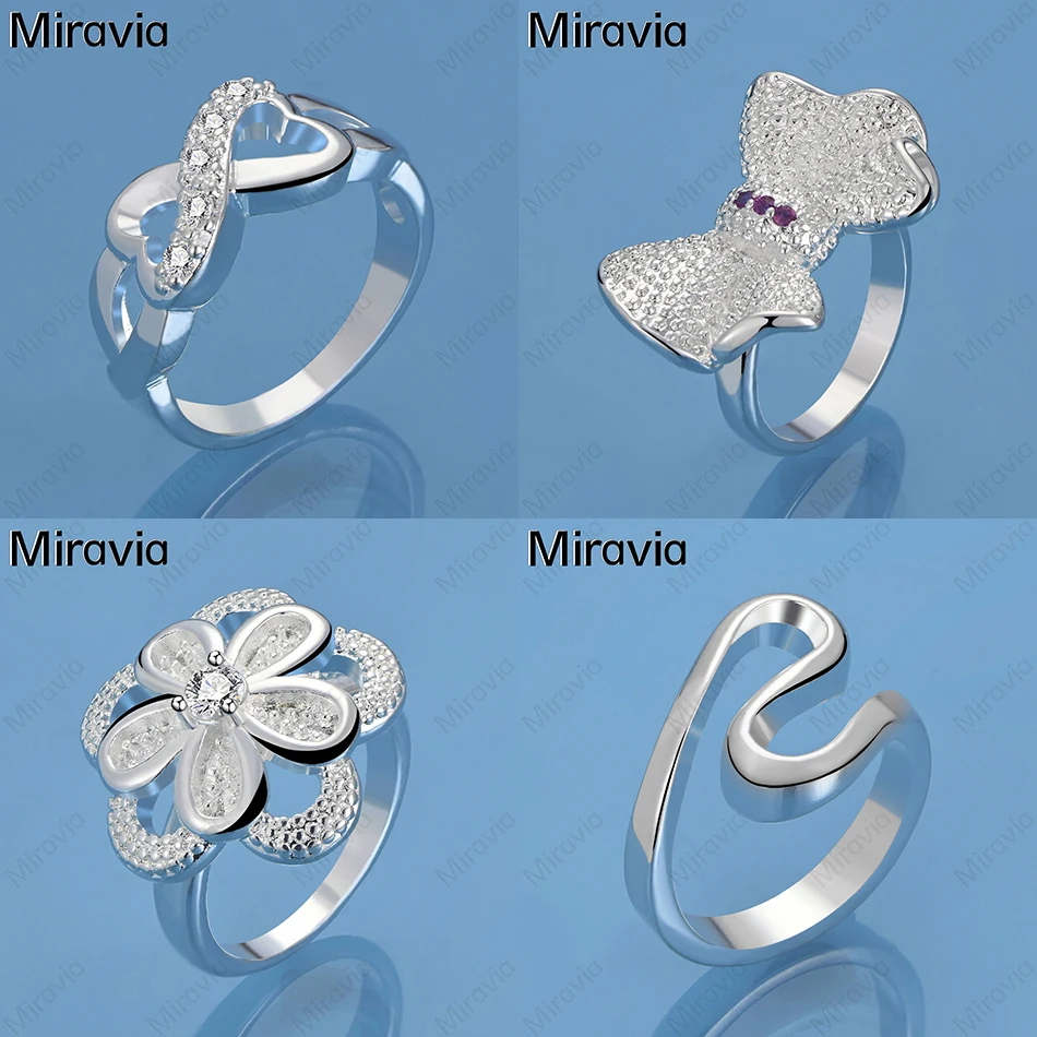 

Miravia 925 Sterling Silver Bow Zircon Ring Women'S Retro All-Match Personality Engagement Jewelry