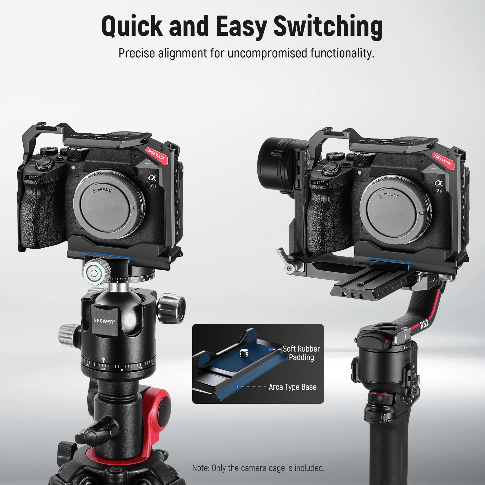 NEEWER Gabbia per fotocamera completa per Sony a7R V/a7R IV/a7 IV/a7S III/a1 Videocamera in alluminio Rig con accesso completo/tipo Arca QR Base Rig