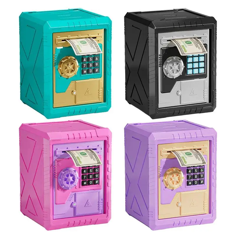 Electronic Piggy Bank Automatic Mini Safe Coines Cash Saving Money Box Password Counter Code Key Lock Coin Bank ATM Child Gift