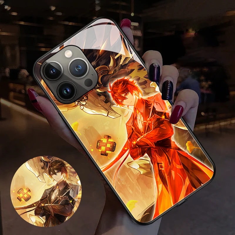 Popular Anime Game Characters LED Light Individual Luminous Mobile Phone Case Protective Cover For Iphone 11 Pro ProMax Shells