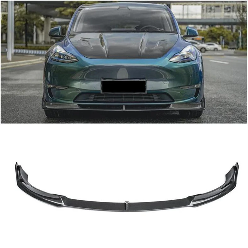 

For Tesla Model Y 2020 2021 2022 2023 High Quality REAL Carbon Fiber Front Diffuser Bumper Lip Spoiler