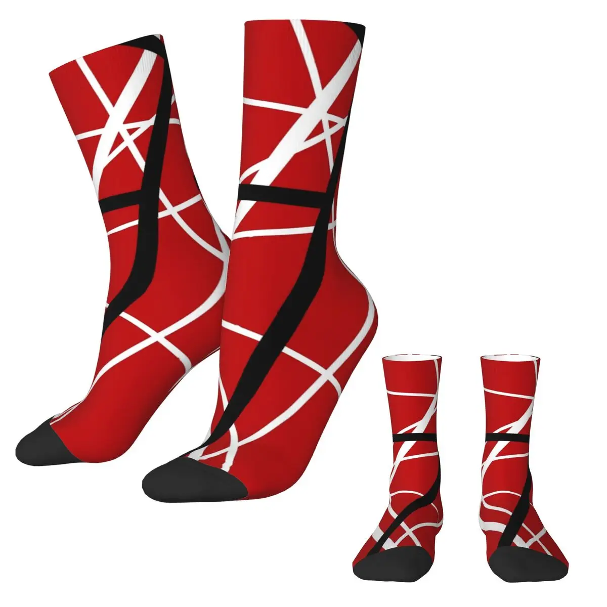 Van Halen Socks Lines Print Trendy Stockings Women Men Comfortable Running Socks Autumn Pattern Anti Bacterial Socks