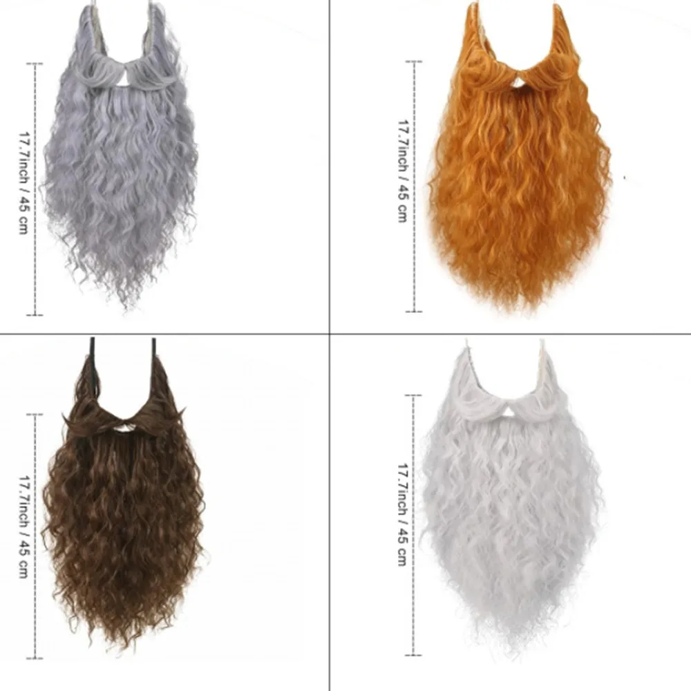 Weißer, brauner, orangefarbener, schwarzer, grauer Weihnachtsmann-Bart für Cosplay, verstellbarer Kunstbart mit Schnurrbart, Weihnachtsparty-Accessoire – Detail 2