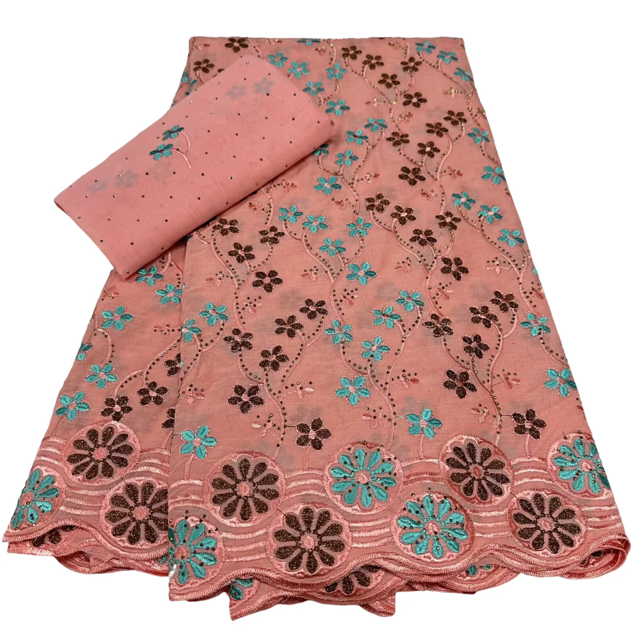 White 100% Cotton Lace Fabric High Quality 5+2 Set Nigerian Swiss Voile Lace Fabric with Flowers For Sewing Woman Party Dresses