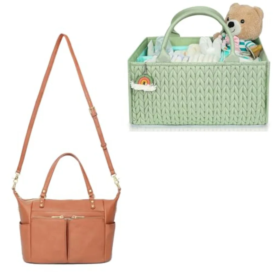 

Baby Diaper Caddy Organizer Small Diaper Bag Tote Mini Diaper Bag Purse Nursery Storage Bin Basket for Changing Table Car Porta