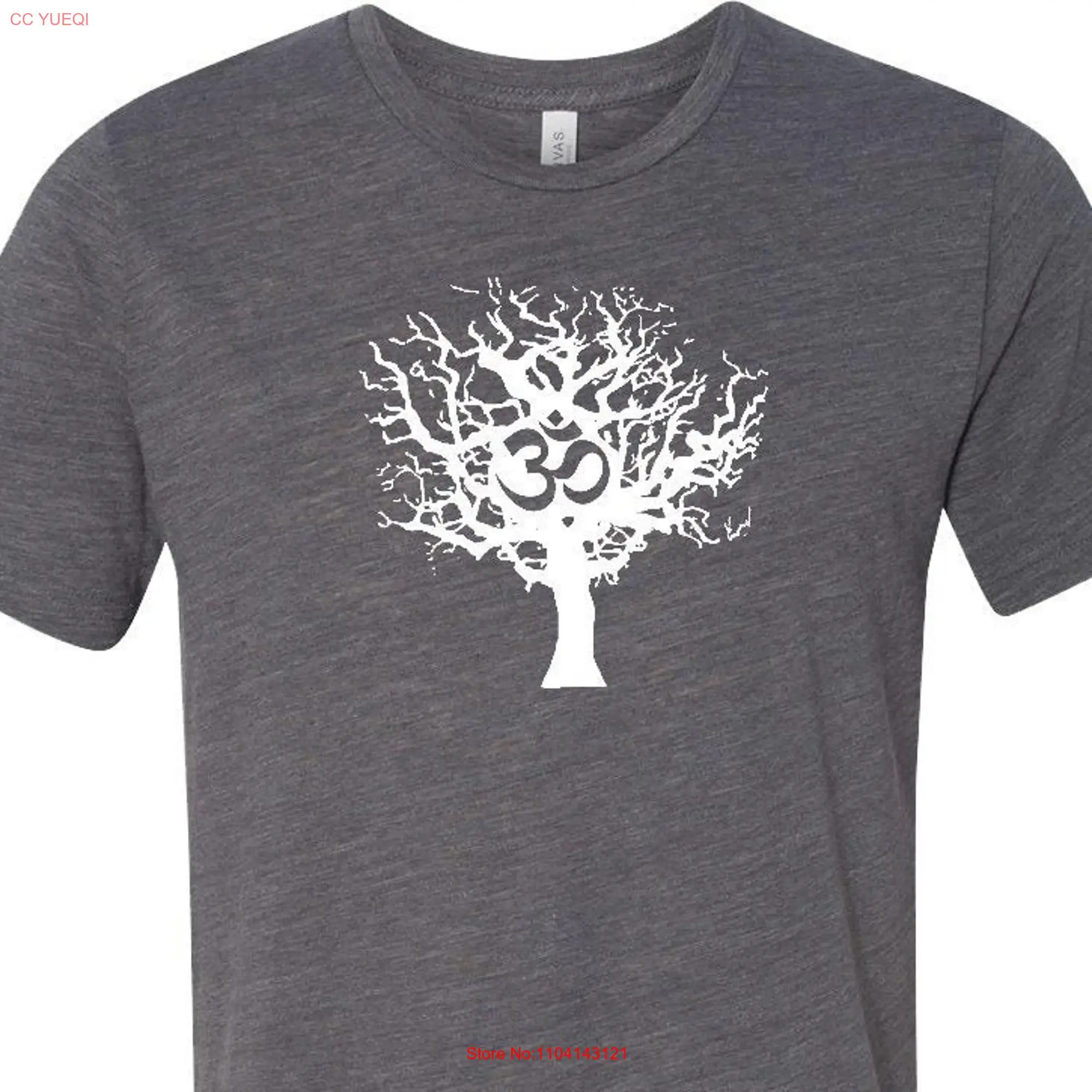 White Tree of Life Yoga Burnout T Shirt WHITETREE 3650 long or short sleeves