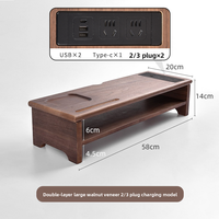 Multi-Function Monitor Riser Stand with USB Hub, Solid Wood Desktop Organizer for Computer Screen, Ergonomic Laptop Shelf