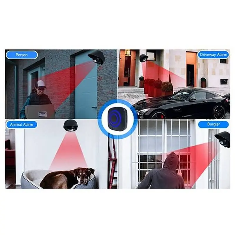 DTEN-Waterproof Doorbell Welcome Motion Sensor Infrared Detector Induction Alarm Door Bell Waterproof Doorbell UK Plug