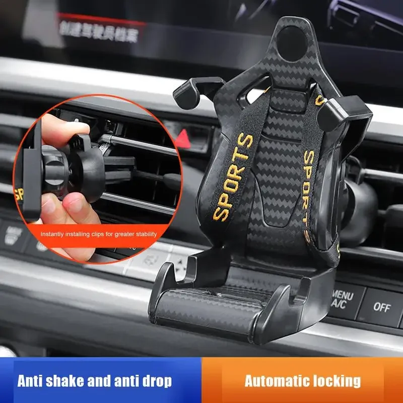 Racing Seat shape Car Phone Holder auto Air Vent mobile phone Clip 360 degree rotatable car cellphone rack for car interior