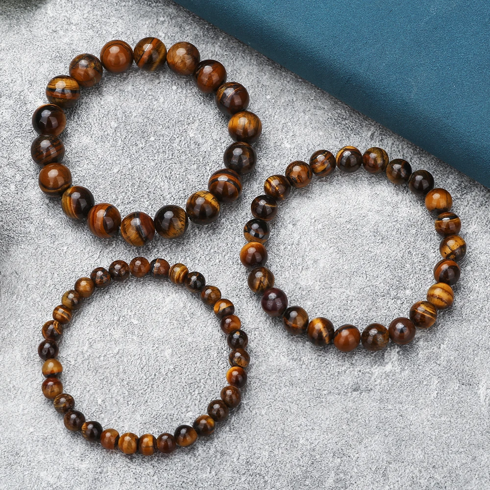 Fashion 6/8/10mm Tiger Eye Stone Bracelet Men and Women Charm Natural Stone Jewelry Healing Buddha Elastic Rope Couple Bracelet