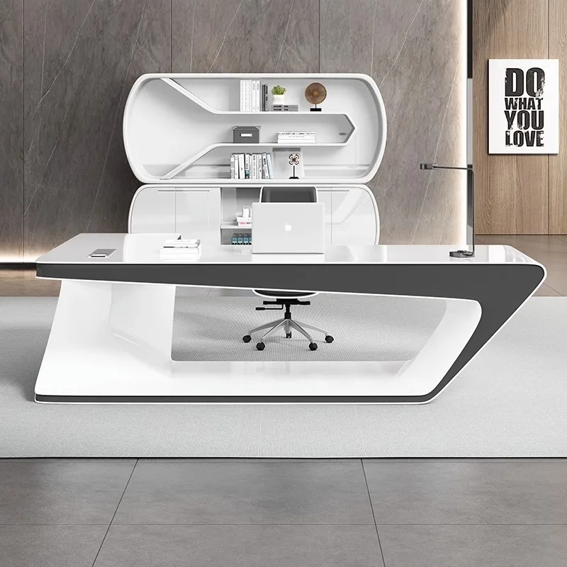 Big Modern Aesthetic Office Desk Equipment Cool Clearance Studying White Office Desk Corner Drawers Mesa Escrivaninha Furniture