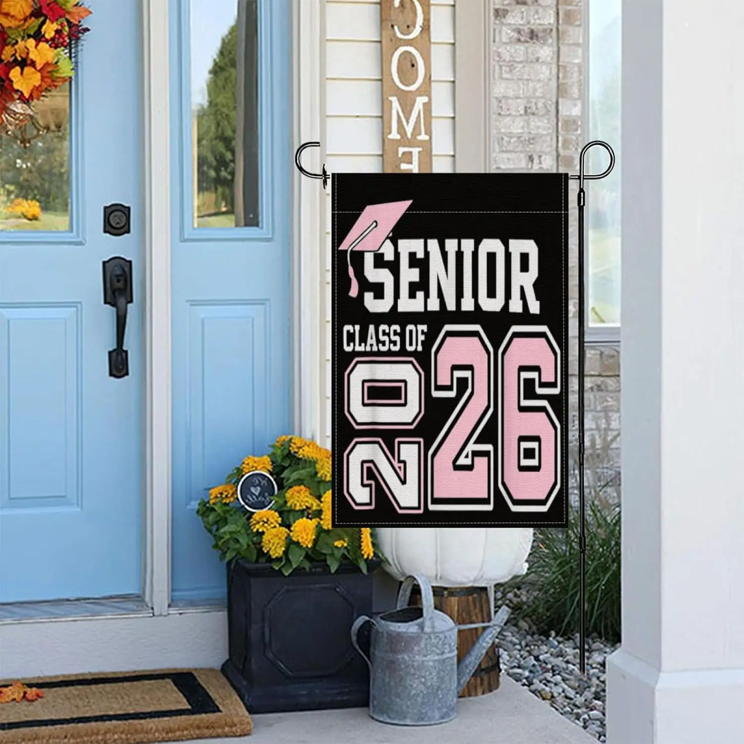 Senior 2026 Graduation Cute Pink Leopard Print Garden Flag,12x18 Inch Modern Geometric Patterns for Contemporary Home and Ga AAS