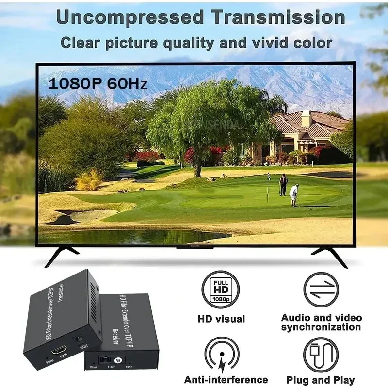 20Km Fiber Extender over SC Fiber Optical Cable 1080P 3Km HD Optic Over Transceiver Video Audio Extension