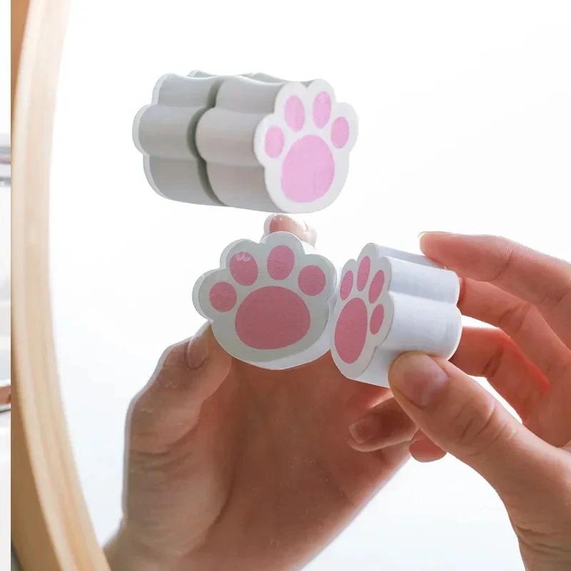 Mirror Glass Wipe Cat Claw Adhesive Cute Glass Cleaning Brush Cats Paw Shape Magic Sponge Brushes Cleaner Bathroom Gadgets