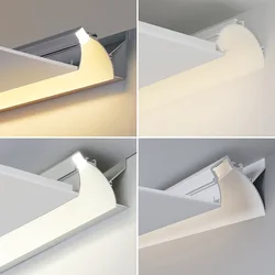 Frameless Recessed Aluminum Profile PC Diffuse Channel Gypsum Backlight Top Corner Linear Hard Light Living Room Ceiling Decor
