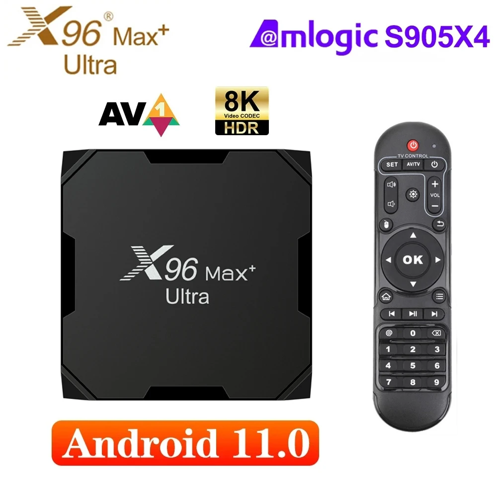 X96 Max + Ultra Android 11 TV Box 4G 32G 64G Amlogic S905X4 Quad Core Smart 2.4G/5G Dual Wifi 4K 8K AV1 Media Player Set Top Box