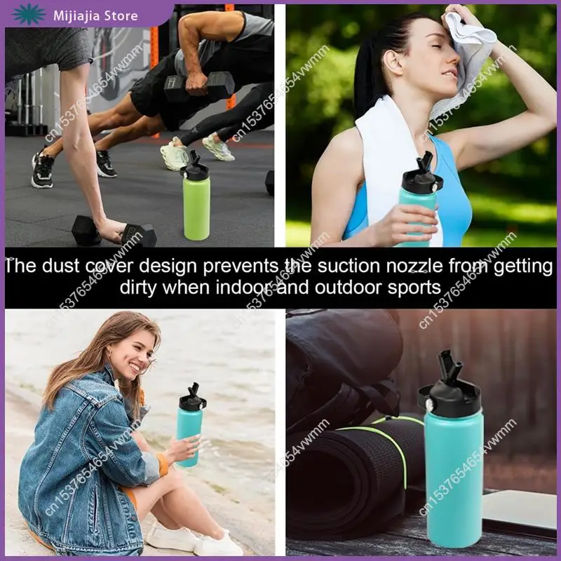 استبدال الأغطية الغبار مانعة للتسرب الوجه العلوي مع القش ل Hydroflask واسعة الفم 12/16/18/20/32/40/64Oz مبيعات زجاجات المياه