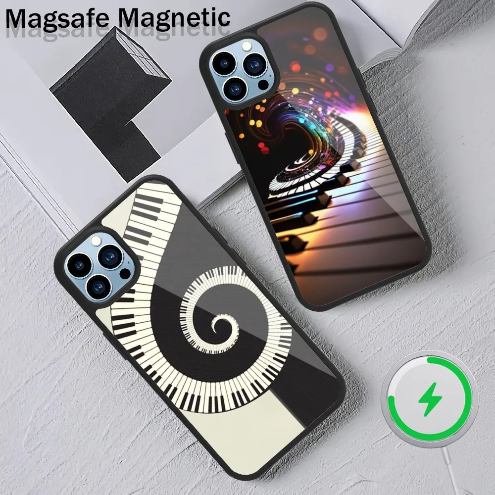 

Music Piano keyboard Phone Case For iPhone 15 14 13 12 11 Plus Pro Max Magsafe Magnetic Wireless Charging