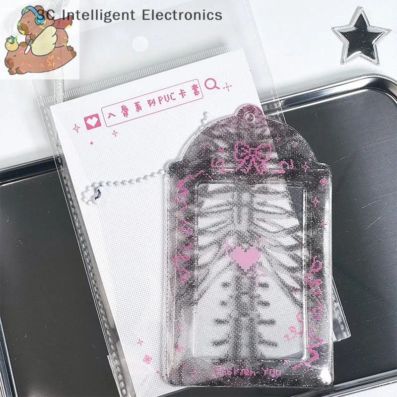 Pixel Style Kpop Photocard Holder ID Badge Holder Student Bus Card Protective Photo Sleeves Fashion Bowknot Photo Card Holder