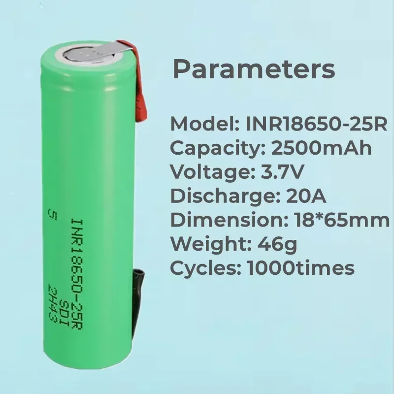 1-20PCS 25R 2500mAh 18650 Lithium Rechargeable Battery INR18650 25 R M 3.7V High Discharge 20A Power Bateria Welding Nickel