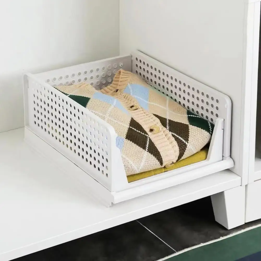 

4 Pcs Stackable Storage Bins Closet Drawer Basket Organizers Folding Storage Box for Wardrobe Cupboard Bathroom Office