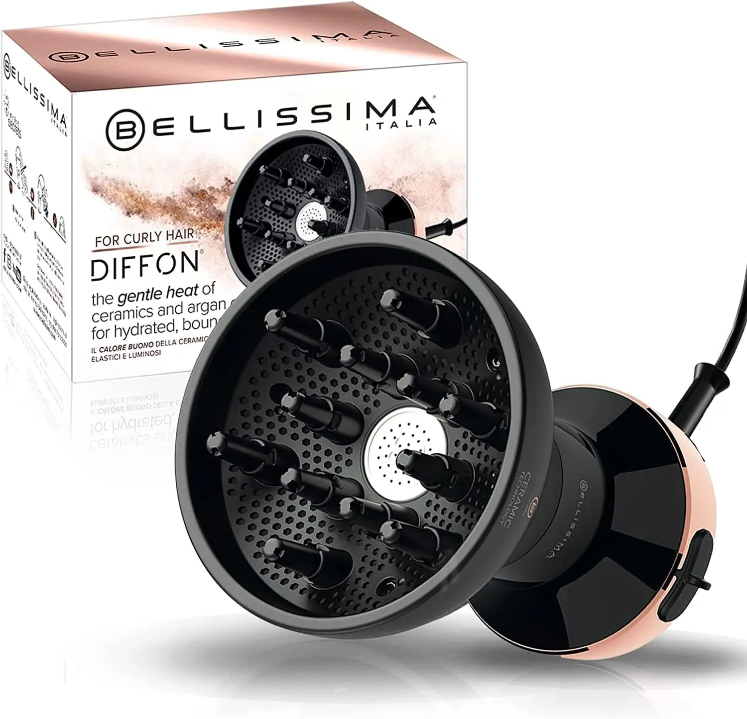 

Ceramic Diffuser Hair Dryer for Curly Hair - Reduces Frizz, Defines Curls, Volumizes - Lightweight & Compact