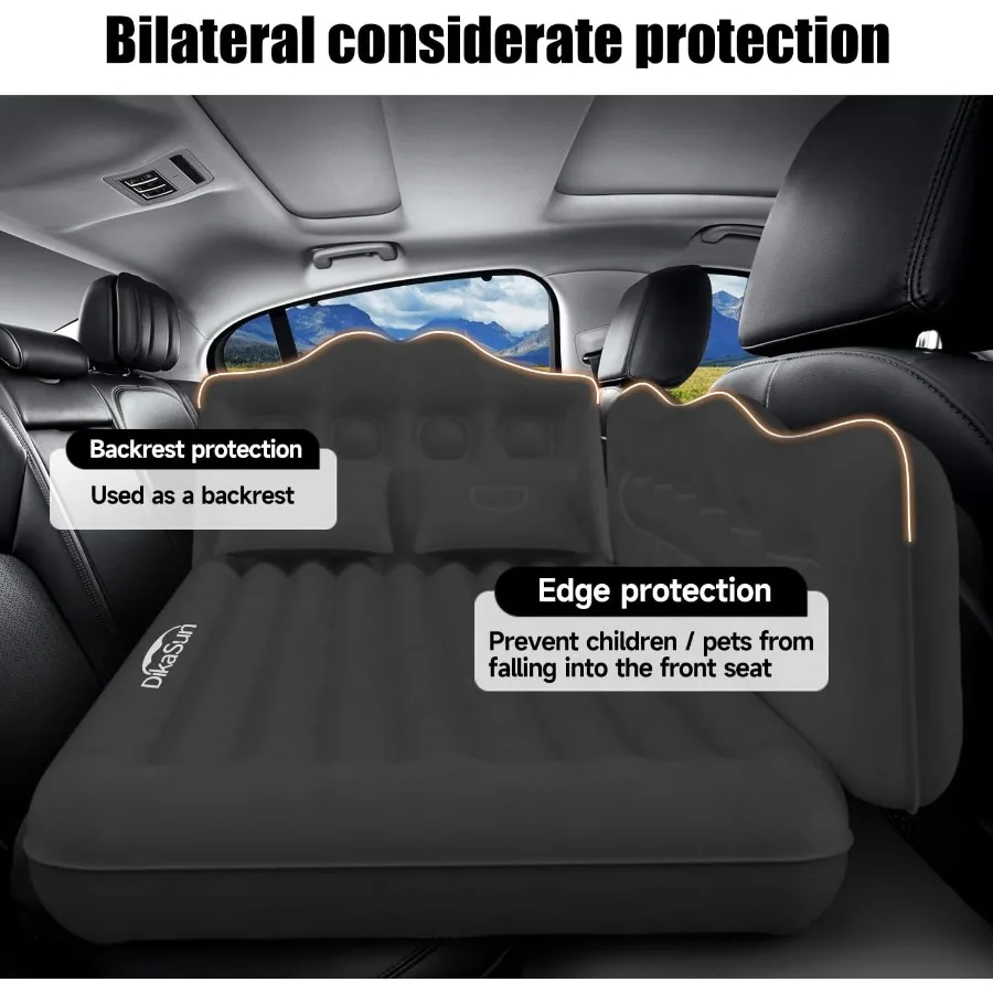 مرتبة هوائية للسيارة قابلة للنفخ للمقعد الخلفي SUV شاحنة التخييم وسادة نوم سميكة للسفر مع مضخة هواء مدمجة ووسادتين f #4