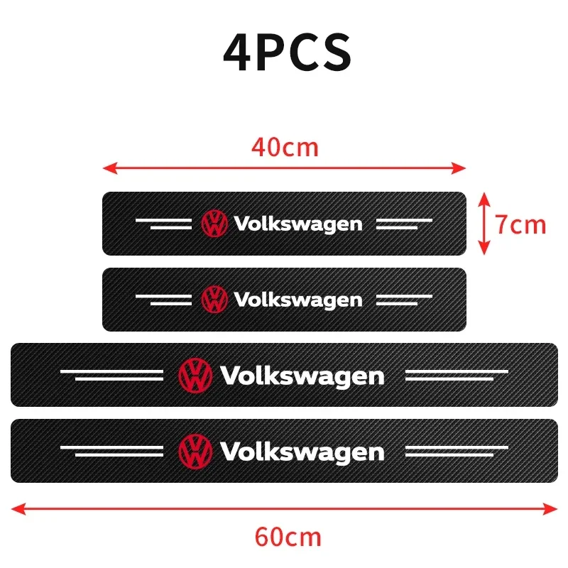 4pcs Car Door Sill Protector Stickers For Volkswagen Golf Tiguan Jetta Transporter Passat T5 Polo Touran Scirocco Arteon T-Cross