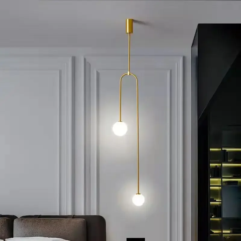 Barra de luz colgante LED nórdica para dormitorio, luz de fondo para sala de estar, bola de cristal, iluminación colgante, decoración del hogar