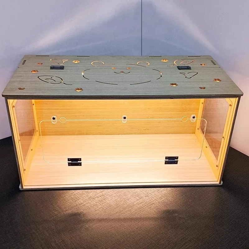 Wooden Hamster Cage Breathable Large Space Escape-proof Golden Hamster Cages Fancy Rat Quail Reptile House Small Animal Hutch