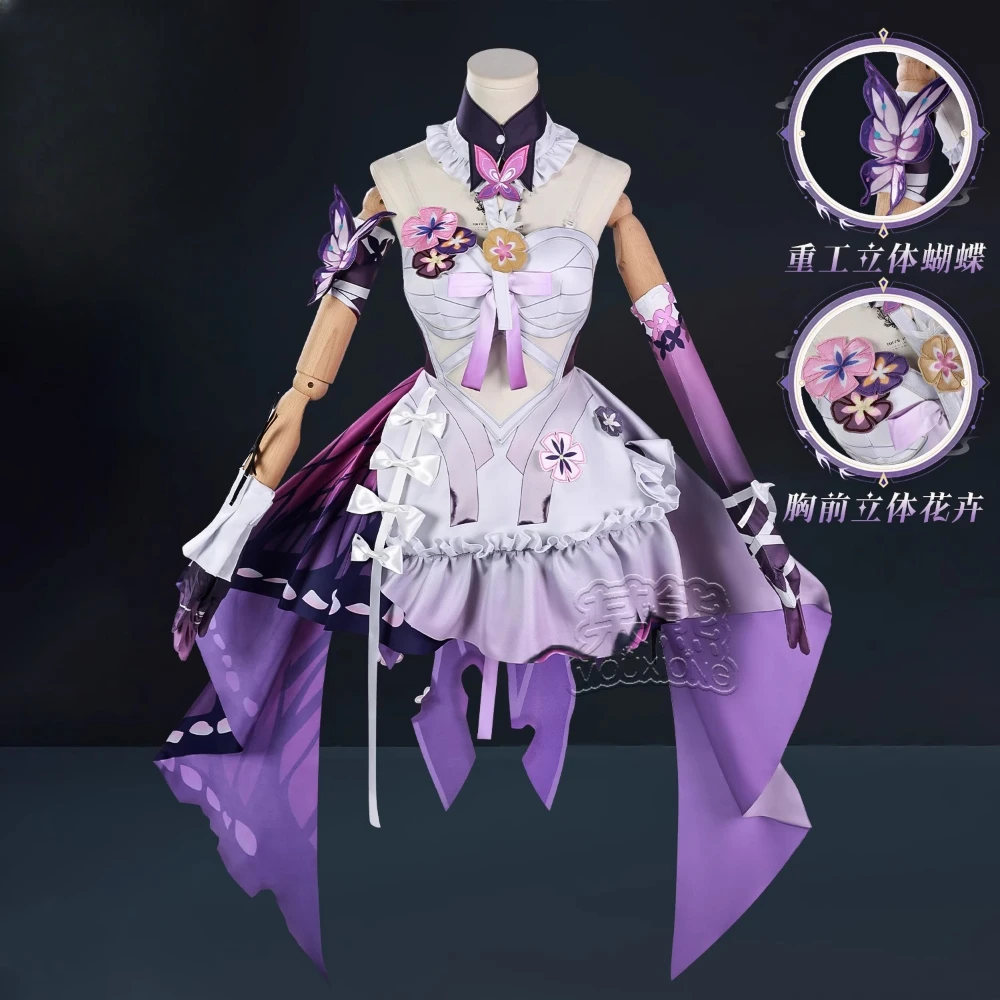 

Game Honkai Star Rail Castorice Cosplay Costume Dress Headwear Butterfly Props Halloween Carnival Party Outfits for Women Girls
