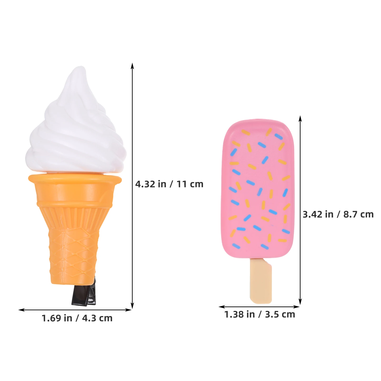 

4pcs Ice Cream Hairpin Girls Accessories Strawberry Cone Decorative Clips Cartoon Barrette Hair Clip Ice Creams Hair Accessories