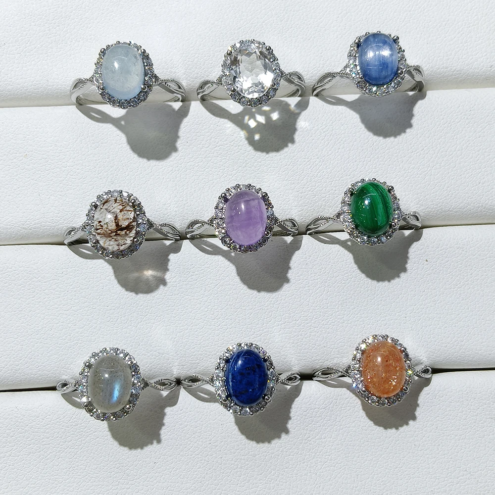 100% natural stone lapis lazuli ring, suitable for women\'s adjustable copper-plated silver flower ring, for parties and gifts