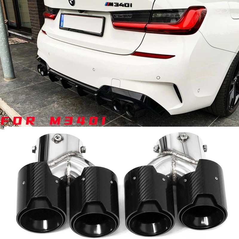 Carbon Fiber Exhaust Tip For BMW G20 G21 M340i 2019 2020 2021 2022 3 Series Dual M Performance xhaust Exhaust System MPE Nozzle