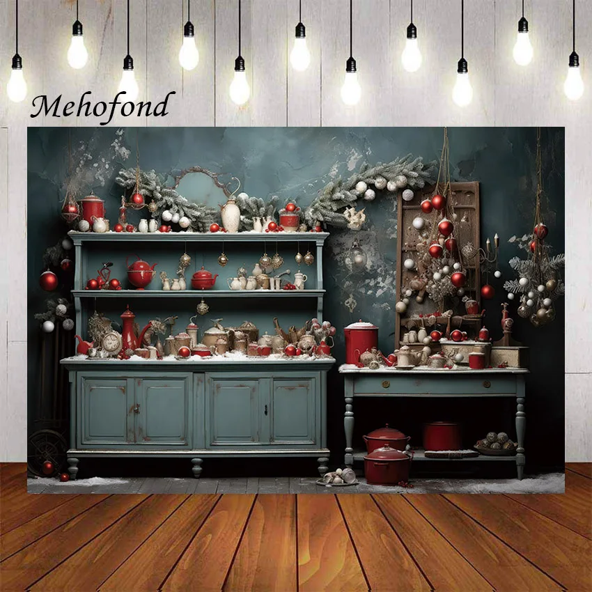 Mehofond Photography Background Winter Christmas Kitchen Cook Indoor Xmas Party Kids Family Portrait Decor Photo Backdrop Studio