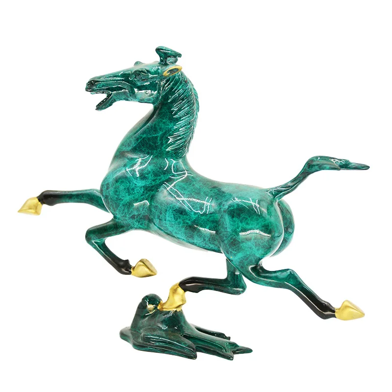 All Brass Deoration For Home Painted Horse Treading On A Flying Swallow Entrance Copper Horse Gift Indoor Decor Ornament